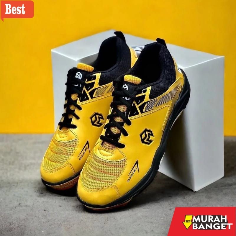 Sepatu Bulu tangkis keren Sepatu Badminton Movi Kuning Original | Sepatu Badminton Pria Wanita