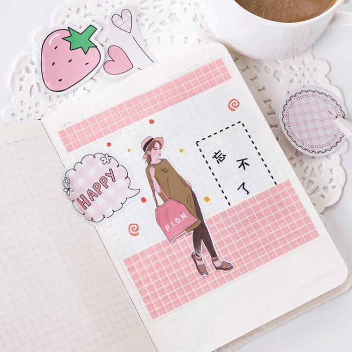 

Soft Pink Sticker Deco Jurnal Diary Scrapbook Stiker hiasan