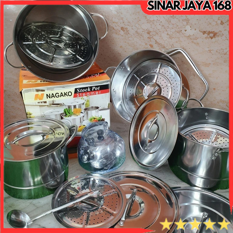 STEAMER STOCK POT + TEKO  - PANCI KUKUS SET 555 INDIA HOMELUX / NAGAKO SSSQ-0001N UB1