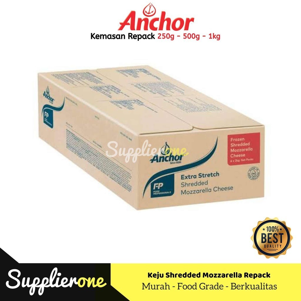 

Keju Mozarella Anchor Sheredded / Mozzarella Anchor Parut Repack 250g - 500g - 1kg / Keju Mozzarella Parut