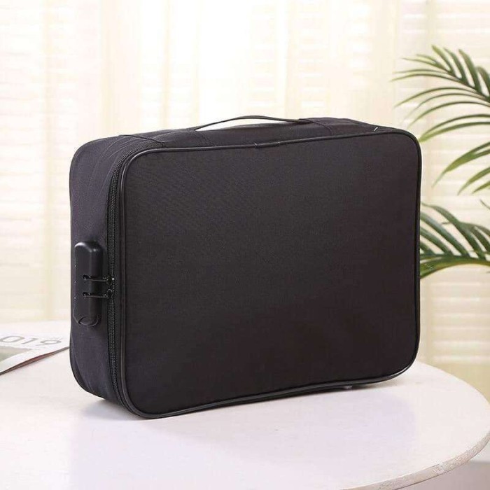 

Tas Dokumen Travel Bag Document Storage Box File Dengan Password - Hitam, Document Bag