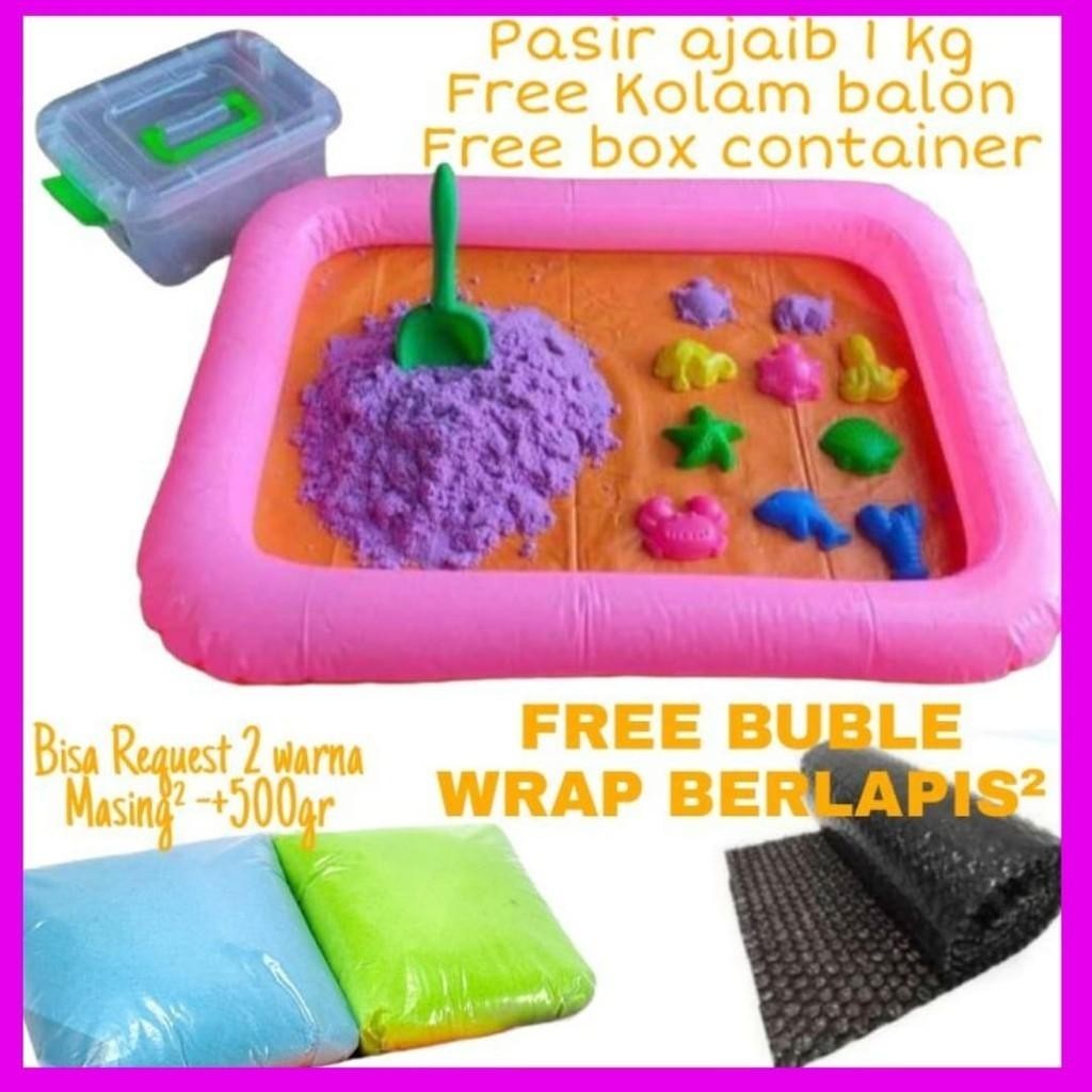pasir mainan anak 1 kg reffil satu set + pasir ajaib