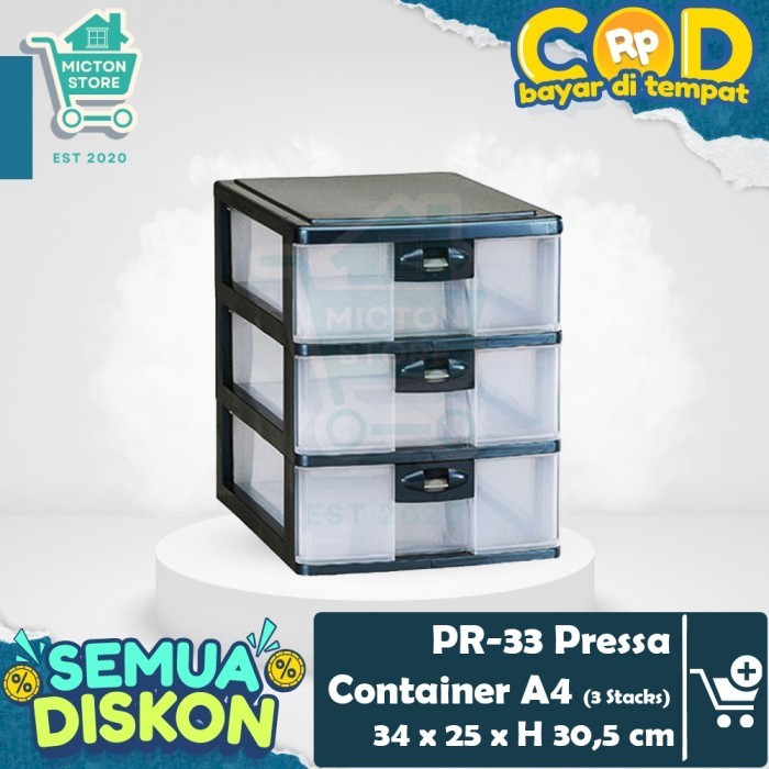 MICTON Lion Star PR-33 Pressa Container A4 (3 Stacks) Laci Kecil Meja Surat Komponen Perhiasan Bengk