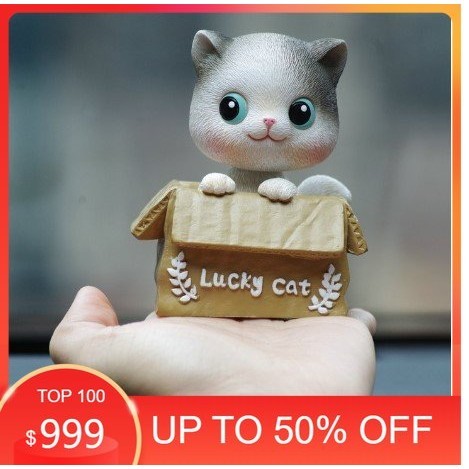 Diskon - Pajangan aksesoris Dashboard Mobil Lucky Cat Kucing Kepala Goyang