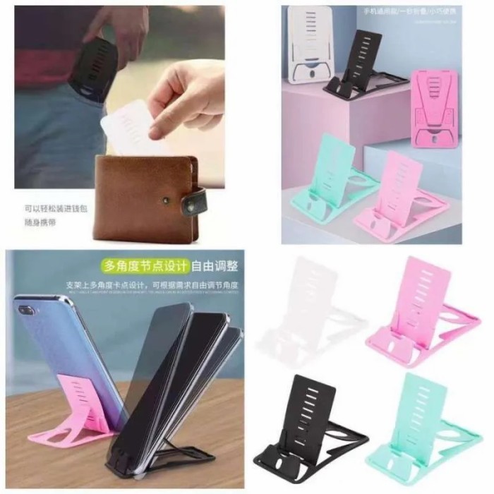 

Dudukan Docking Stand Phone Holder Lipat Tipis slim Card Kartu ATM HP