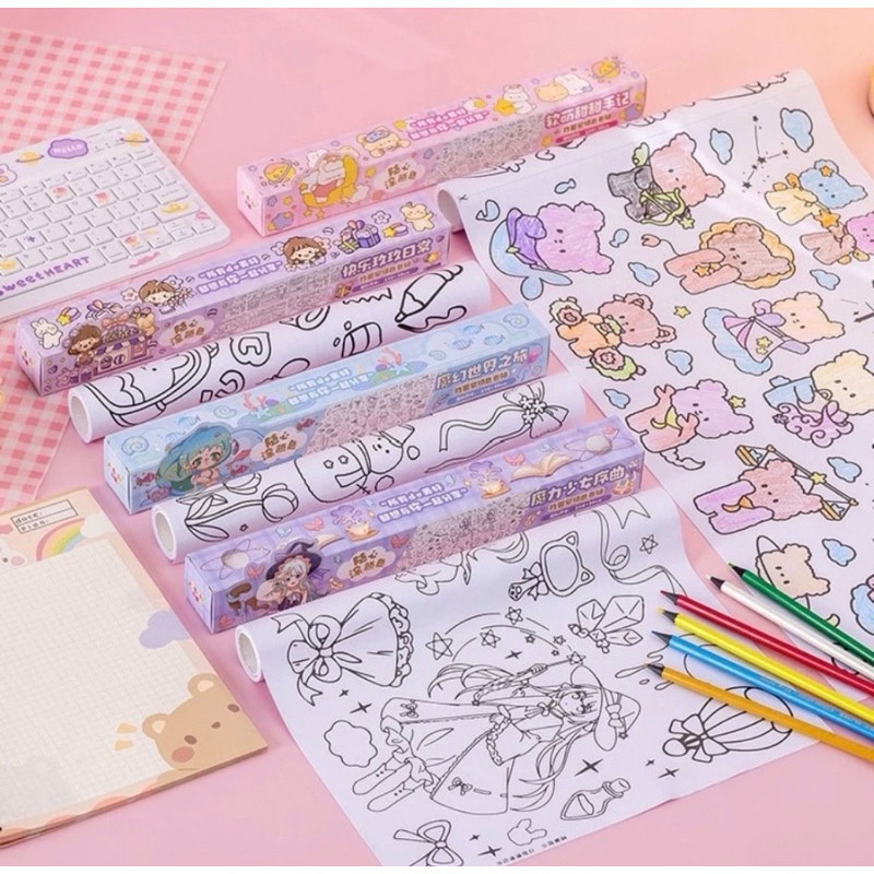 

[LOMOTOYZ] ROLL KERTAS MEWARNAI Kertas Mewarnai Stiker Roll Bisa Ditempel Anak Jumbo Drawing Book Children Mainak Edukasi Anak SS203