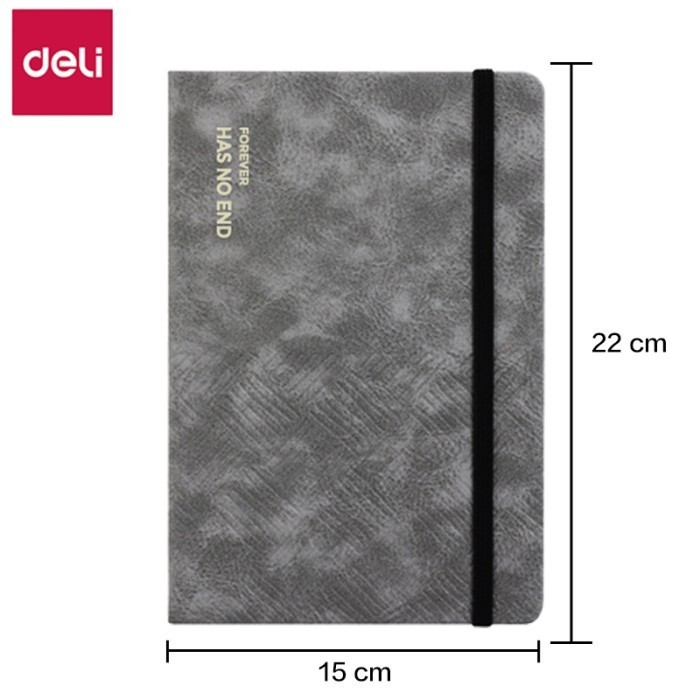 

[KUALITAS TERBAIK] Deli Leather Cover Notebook A5 70GSM 80 96 Lembar EN111L EN12XL EN132L - abuabu corak 80