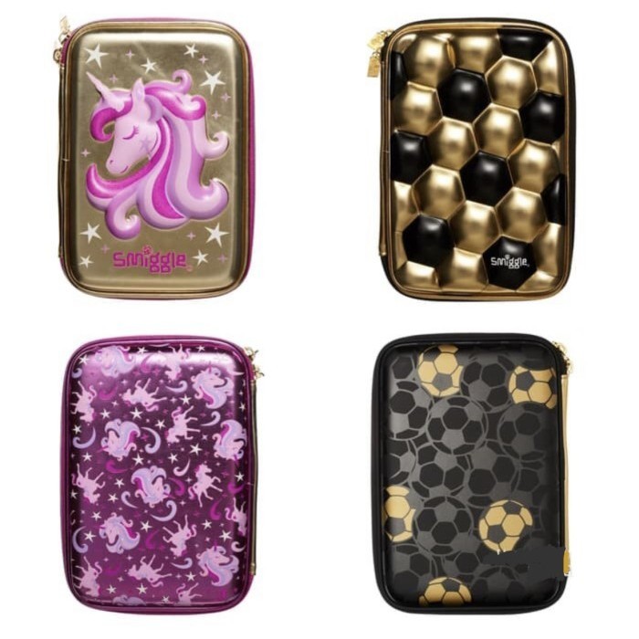 

Sale- SMIGGLE PENCIL CASE HARDTOP UNICORN GOLD SOCCERBALL GOLD ORIGINAL - UNICORN GOLD