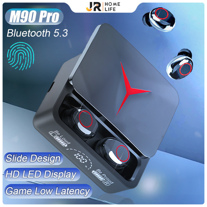 M90Pro TWS Headset Bluetooth with Mic Tampilan LED Sentuh Olahraga Tahan Air Henset Bloetooth Hedset