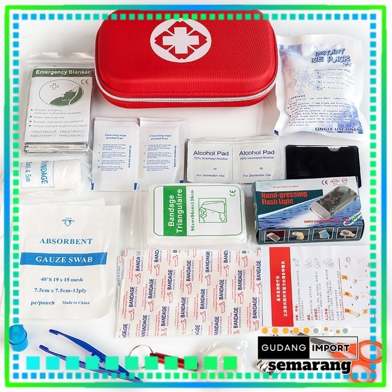 18 In 1 Set Perlengkapan Alat Medis P3K Isi Lengkap Dengan Tas Kotak First Aid Kit Mobil Outdoor Tra