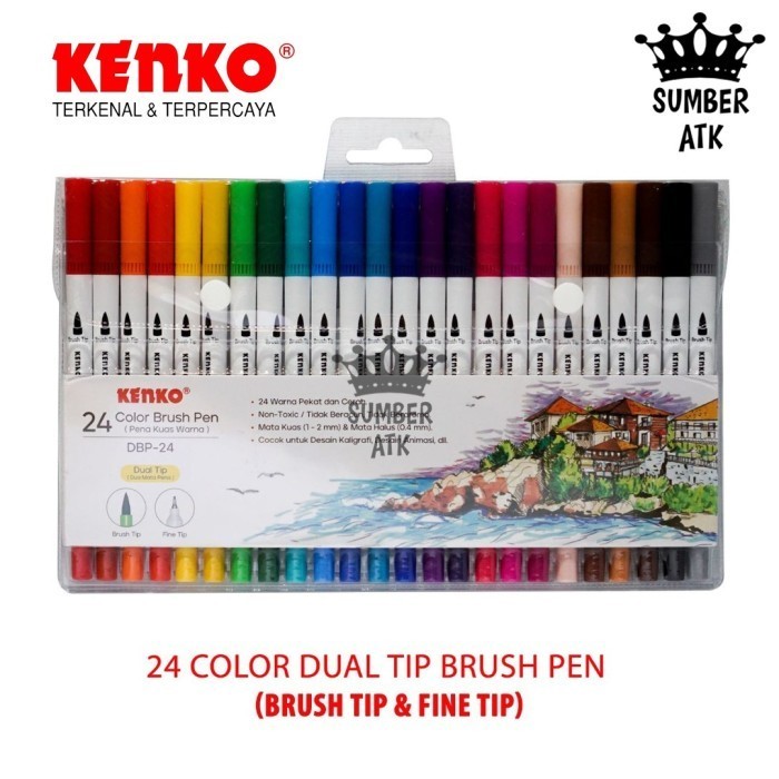 

58FED~ Best Quality 24 Color Brush Pen / Pena Kuas Warna KENKO DBP-24 / 24 Warna / Color