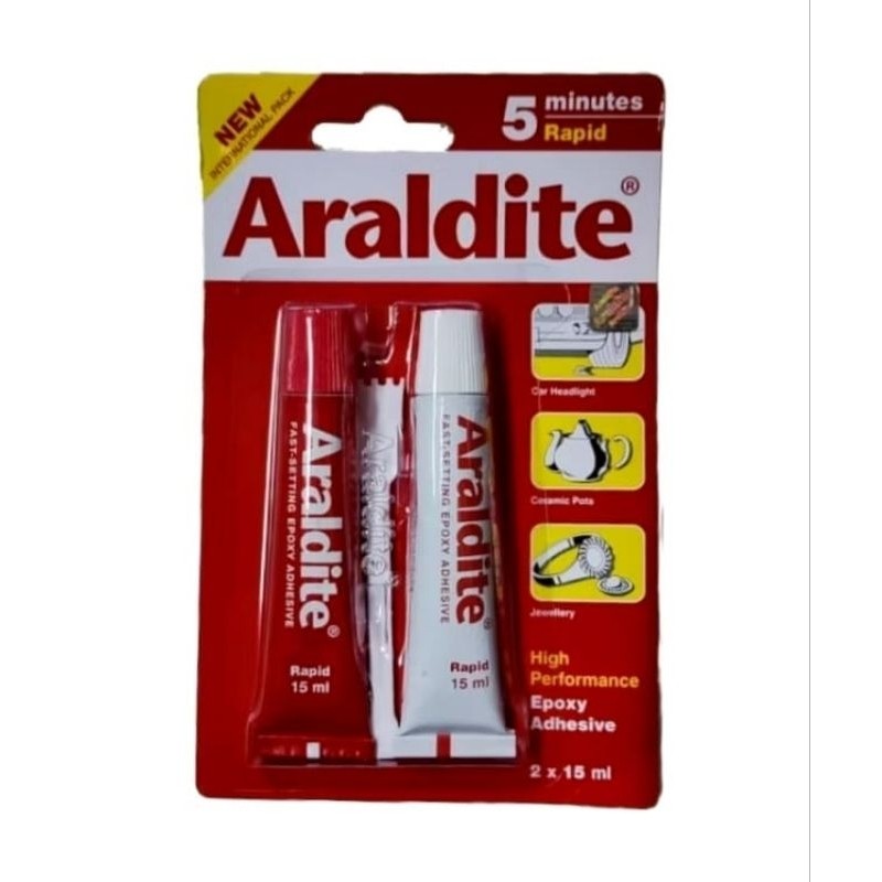 

COD Lem Epoxy Besi Rapid / Cepat 5 Menit Araldite Merah Versi Baru Dijamin Original 2x15ml