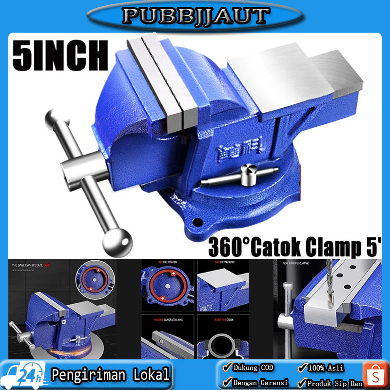 Catok Clamp 360° Swivel Vice Table Biru Catok Paron Ragum Besi 5'' Ragum Klem Catok Meja Bench Vise 