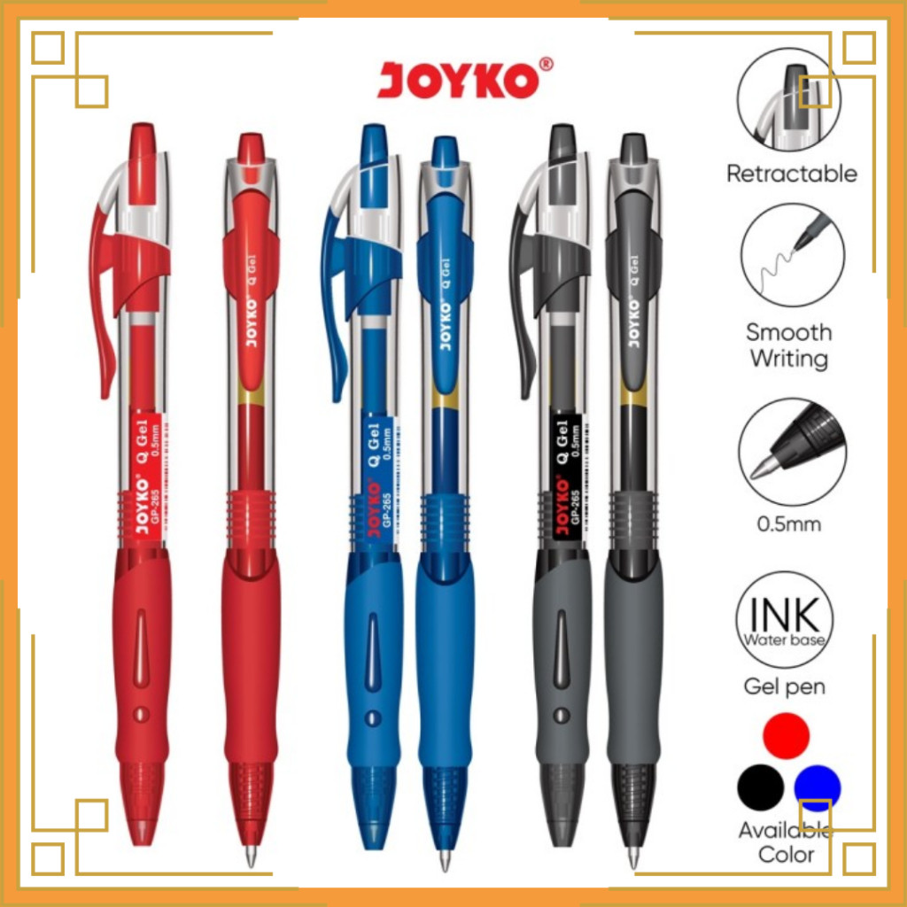 

JOYKO Pena cetekan tinta gel 0.5 hitam, biru, merah GP-265 (pcs)