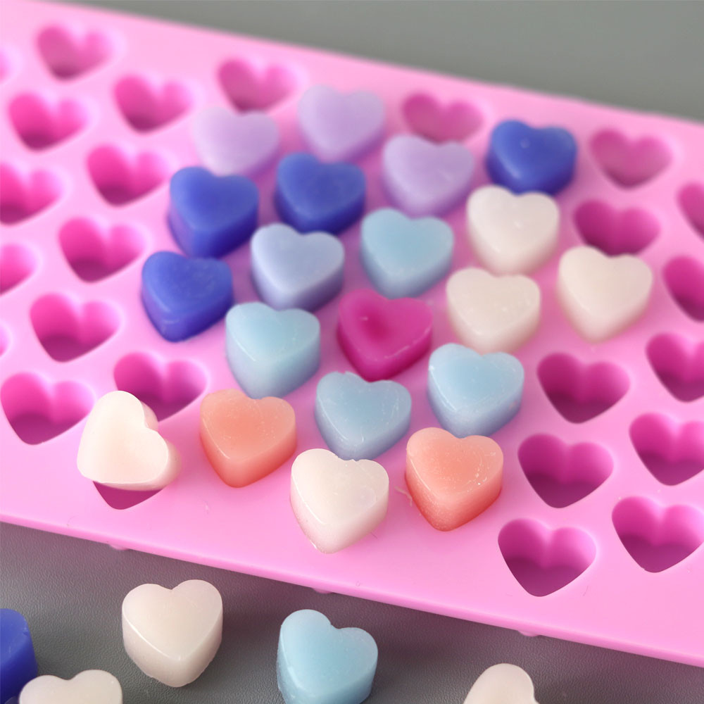 

55 Compartment Heart Shape Silicone Candle Mold DIY Small Love Cake Chocolate Baking Mould Ice Tray Food Safe Kitchen Supplies