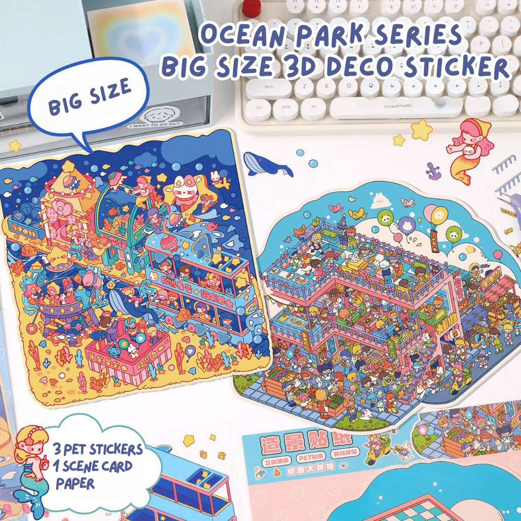 

[HARU] Ocean Park Series Big Size 3D Deco Sticker Sheet Sticker Stiker 3D Dekorasi Ruangan Sticker Premium Satisfying Decoration Mainan Anak Korean Stiker Pet Premium