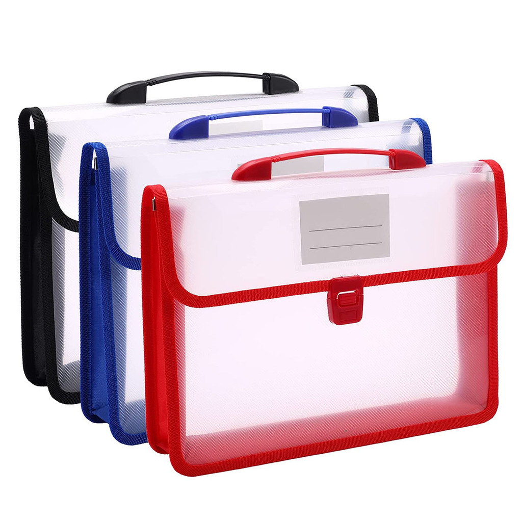 

A4 Popper Wallet Plastic Folder Poly Pockets Envelope, Waterproof Expanding Document File Folders with Button & Portable Handle