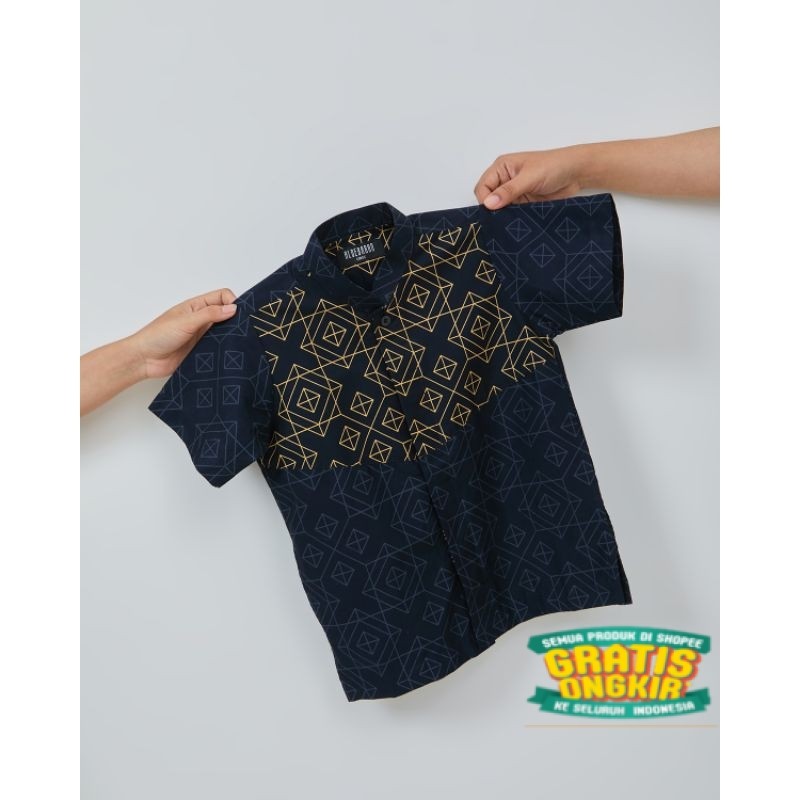 ALDEBARANKIDS- Kemeja Koko Anak Almair series Hitam Gold Mewah 100% Katun Printing/ TK SD SMP anak k