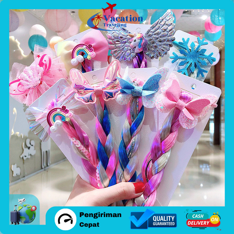 VT - IKAT RAMBUT UNICORN ANAK PEREMPUAN MODEL WIG PALSU WARNA-WARNI ANAK KOREA / IKAT RAMBUT PALSU G