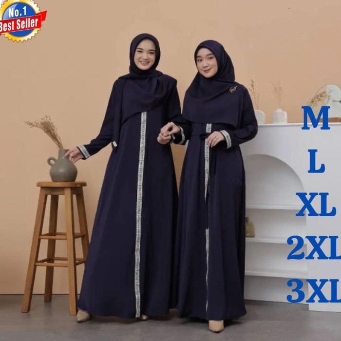 Abaya Hitam Polos Jetack Turkey Modern Baju Gamis Hitam Polos Wanita - FH22 PUTIH, L