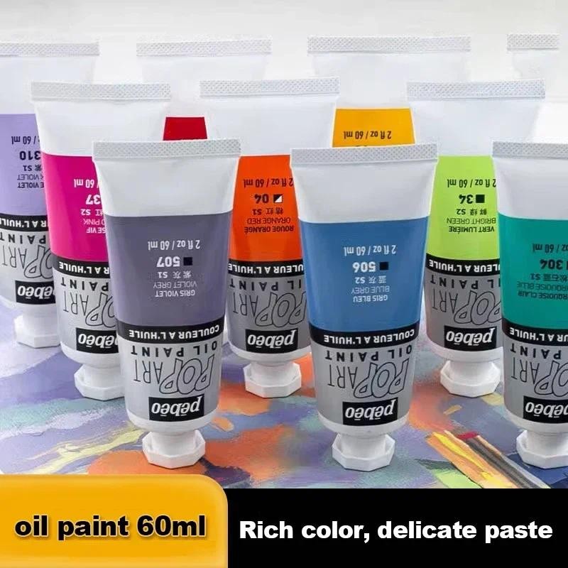 

60ml Oil Paint Non-Toxic Excellent Tinting Strength Fine Painting Pigments for Canvas Painting Artist Beginners DIY Art Supplies