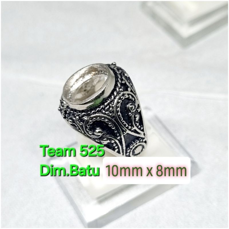 Ring emban alpaka super dim 10x8 tanam ukir ukiran bali pengikat ring cincin batu akik eceran kodian