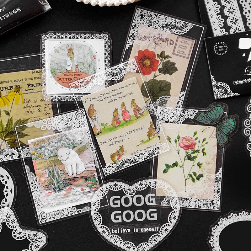 

30pcs Label Renda Putih Hollow Untuk Dekorasi DIY