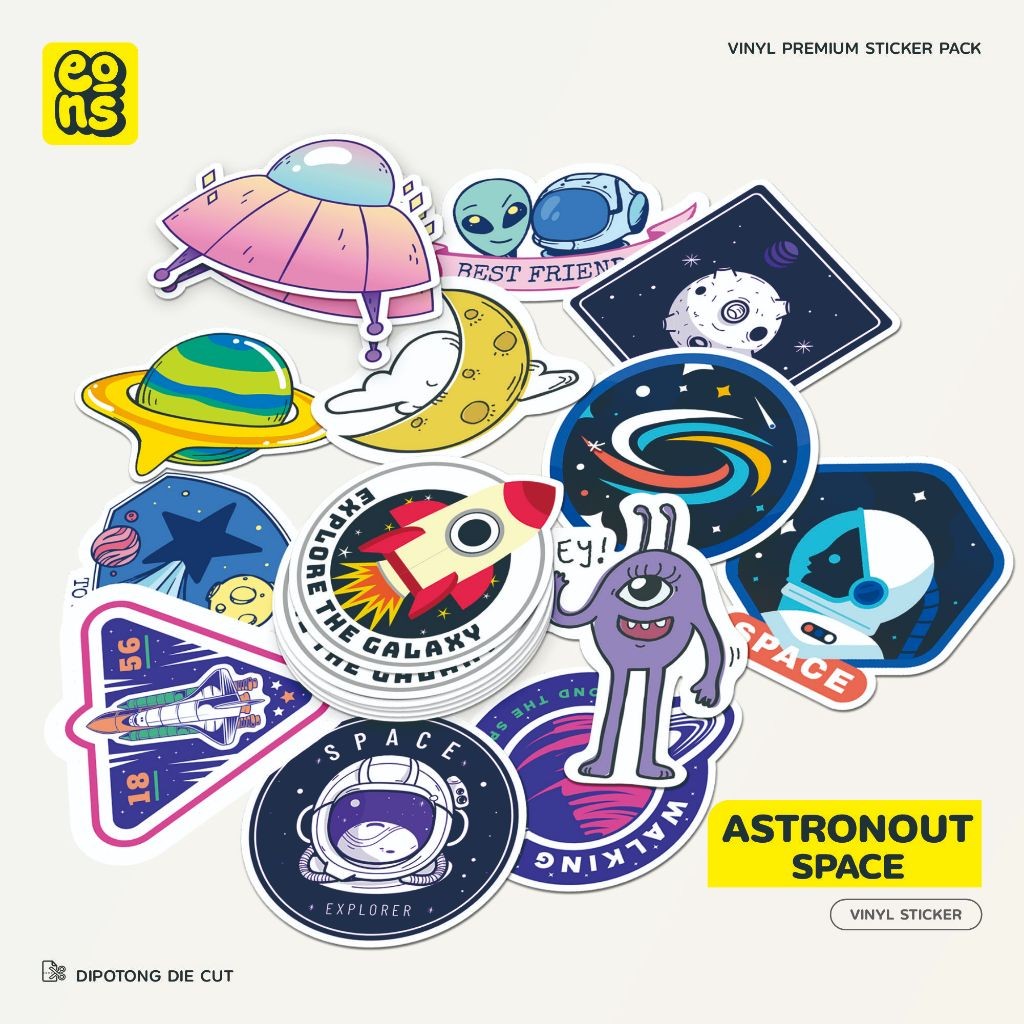

Sticker Astronot Vinyl Waterproof Doff - Sticker Laptop Diary Notebook Journal Koper Tumbler