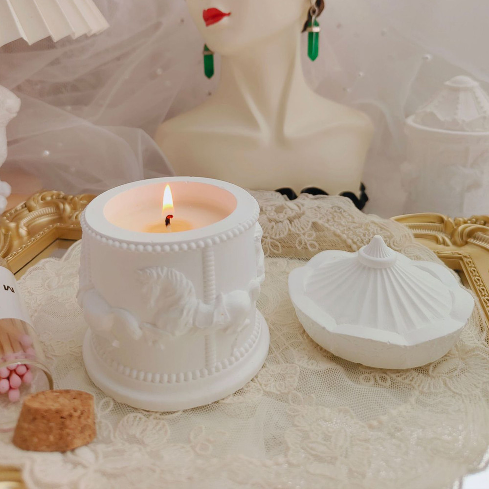 

DIY Carousel Storage Box Silicone Mold Candle Holder Jar Vase Can Epoxy Resin Mould Storage Tank Jewelry Gypsum Resin Mold