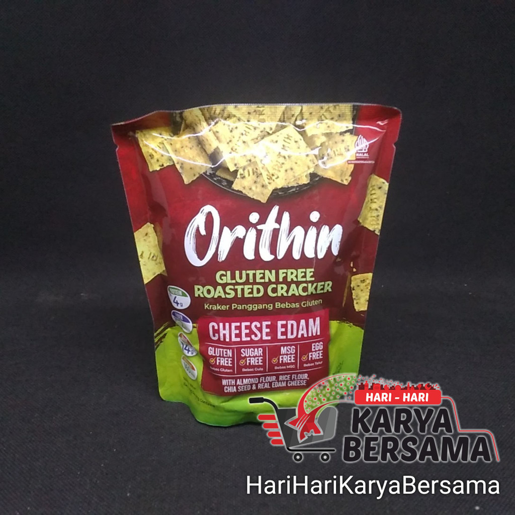 

MAKANAN RINGAN ORITHIM GLUTEN FREE ROASTED CRACKER CHEESE EDAM 60GR