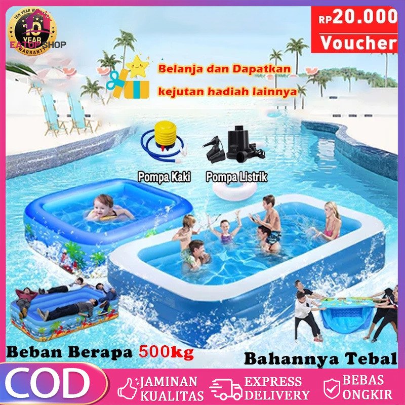 【Beli Satu Dan Dapatkan Tiga Belas】Kolam Renang Keluarga Tiup Besar Mainan Kolam Kolam Renang Anak D