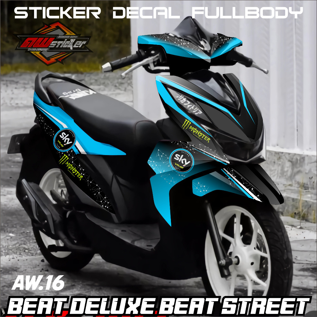 DECAL HONDA BEAT DELUXE 2022 - DECAL BEAT DELUXE 2022 VARIASI SKY MONSTER Aw- 16