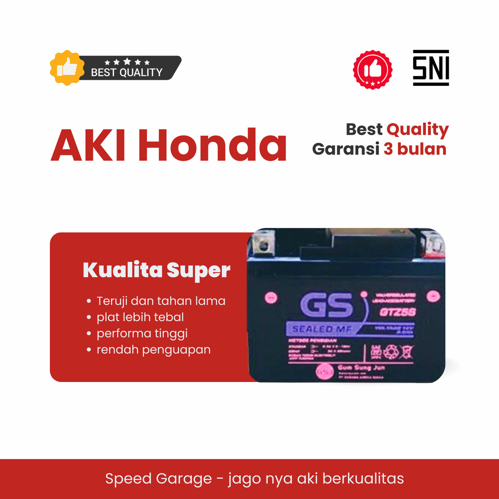 Aki Motor Vixion (old) / New Scorpio Z GTZ5S MF Accu Kering