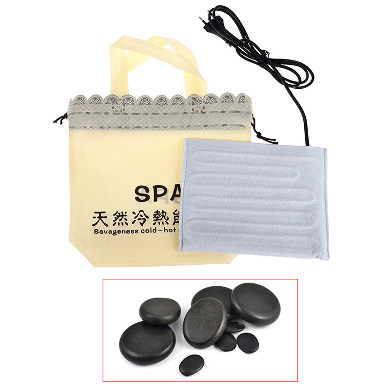 Massage Hot Stone Natural Energy Massage Stone Set Hot Spa Rock Basalt Stone Massage With Heater Bag