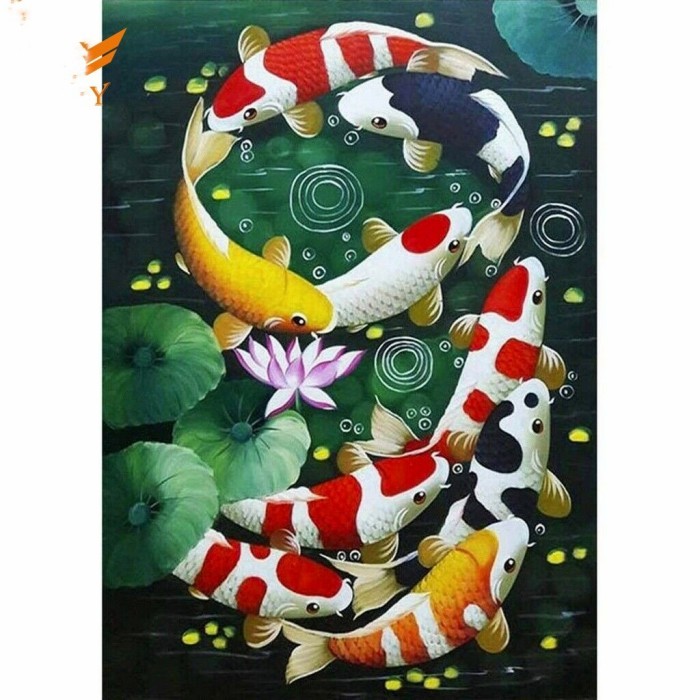 Diamond Painting Full Diamond Koi Cross Stitch Kits Embroidery Home - A