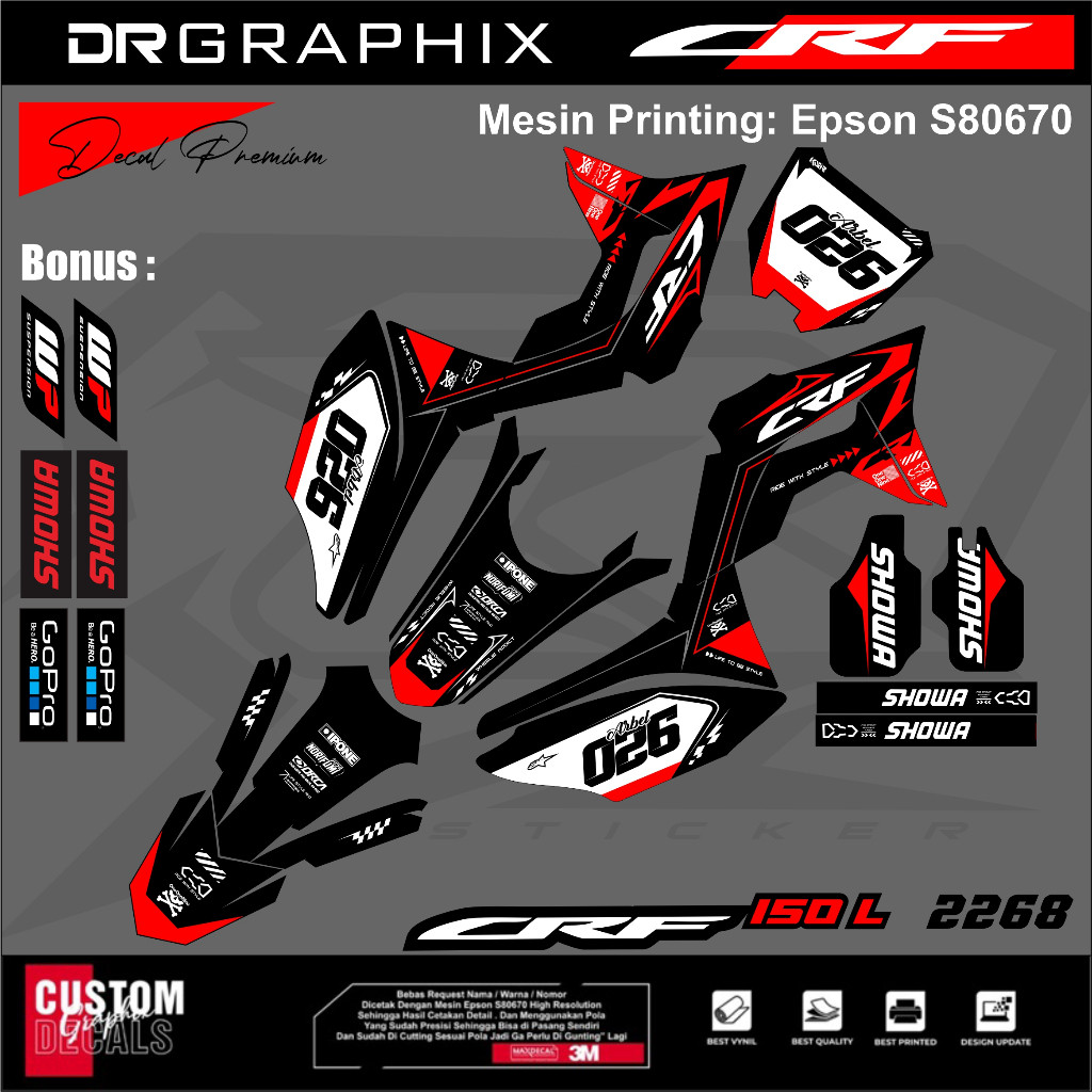 DECAL CRF 150 KEREN/ DECAL CRF MERAH/DECAL CRF 150 FULL BODY
