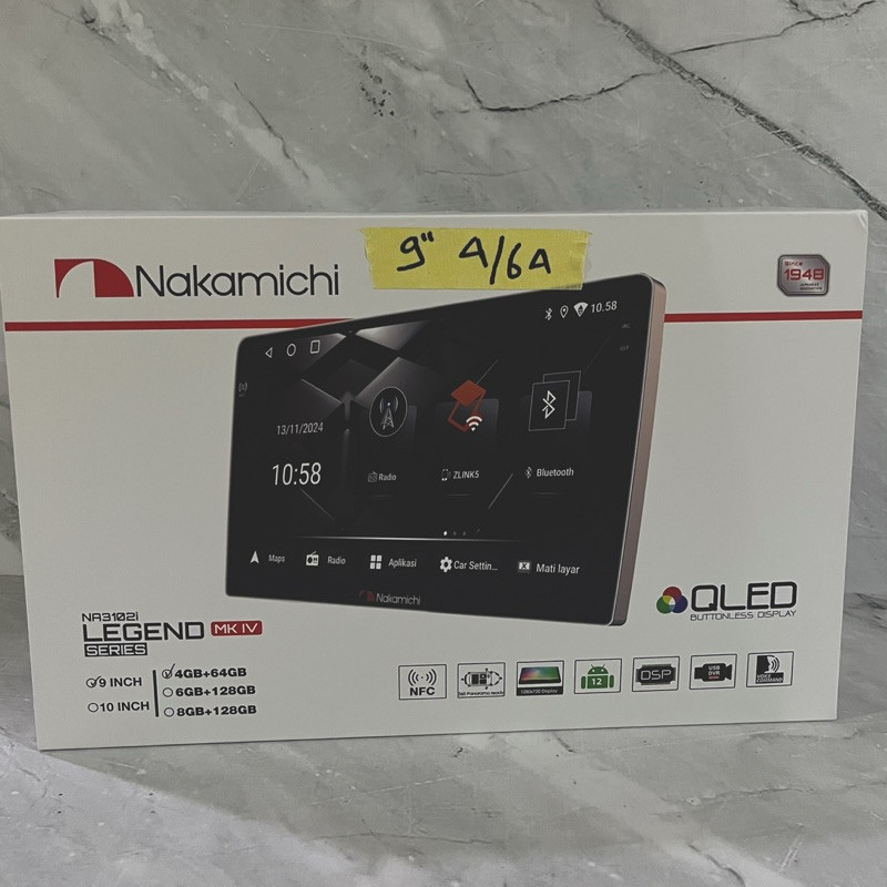 Headunit android Nakamichi Legend MKIV 4/64GB NEW NFC READY