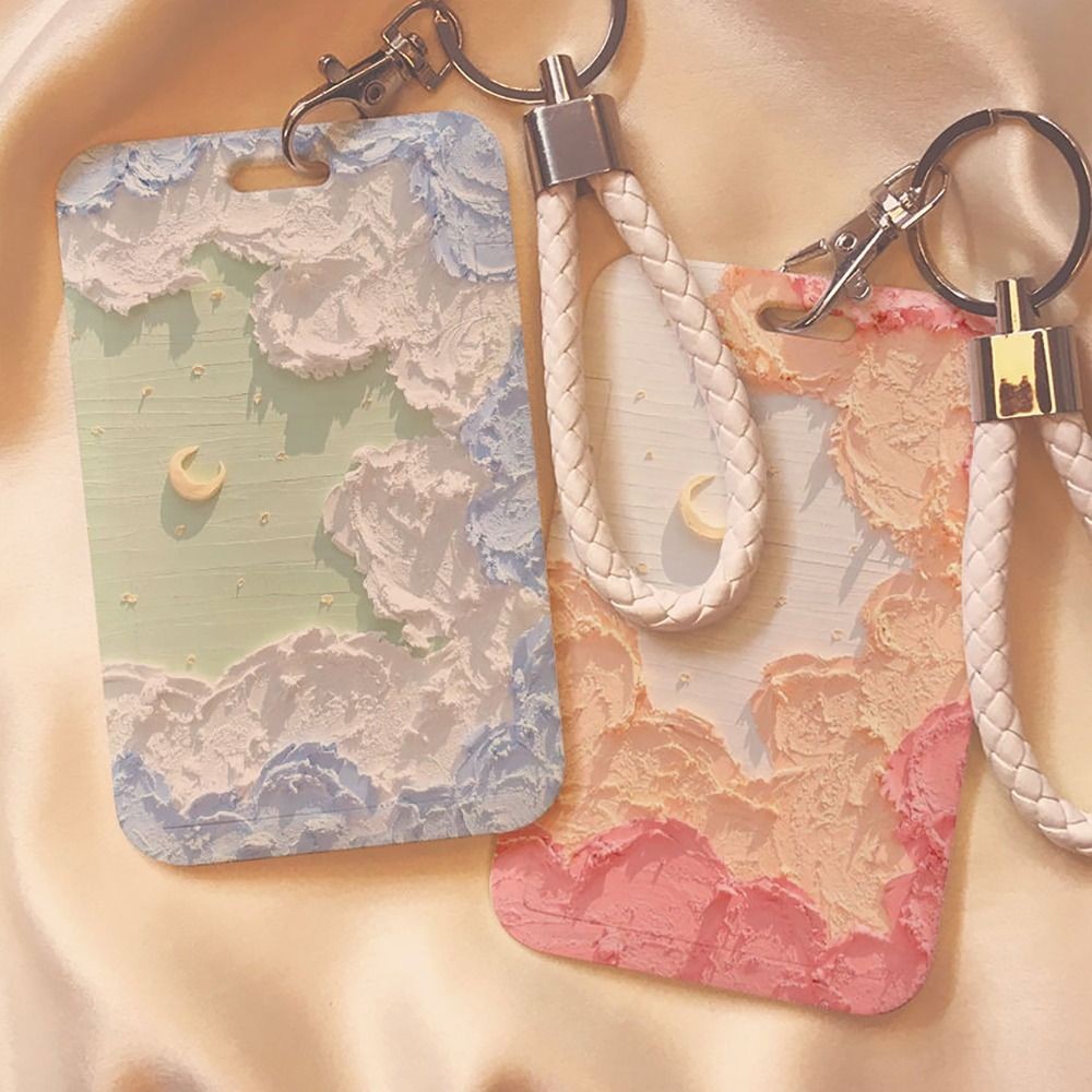 

Cartoon Oil Painting Business Card Holder Women Men Cute Credit Card Holders Bank ID Holders Badge Child Bus Card Cover Case