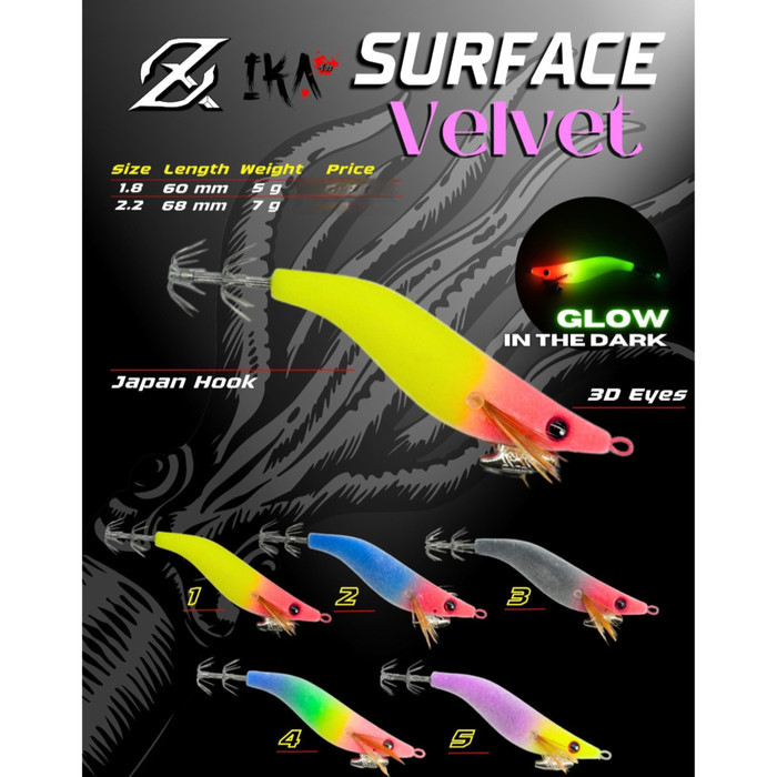 Squid Jig AXZ Ika Surface Velvet Luminous Squid Japan Hook