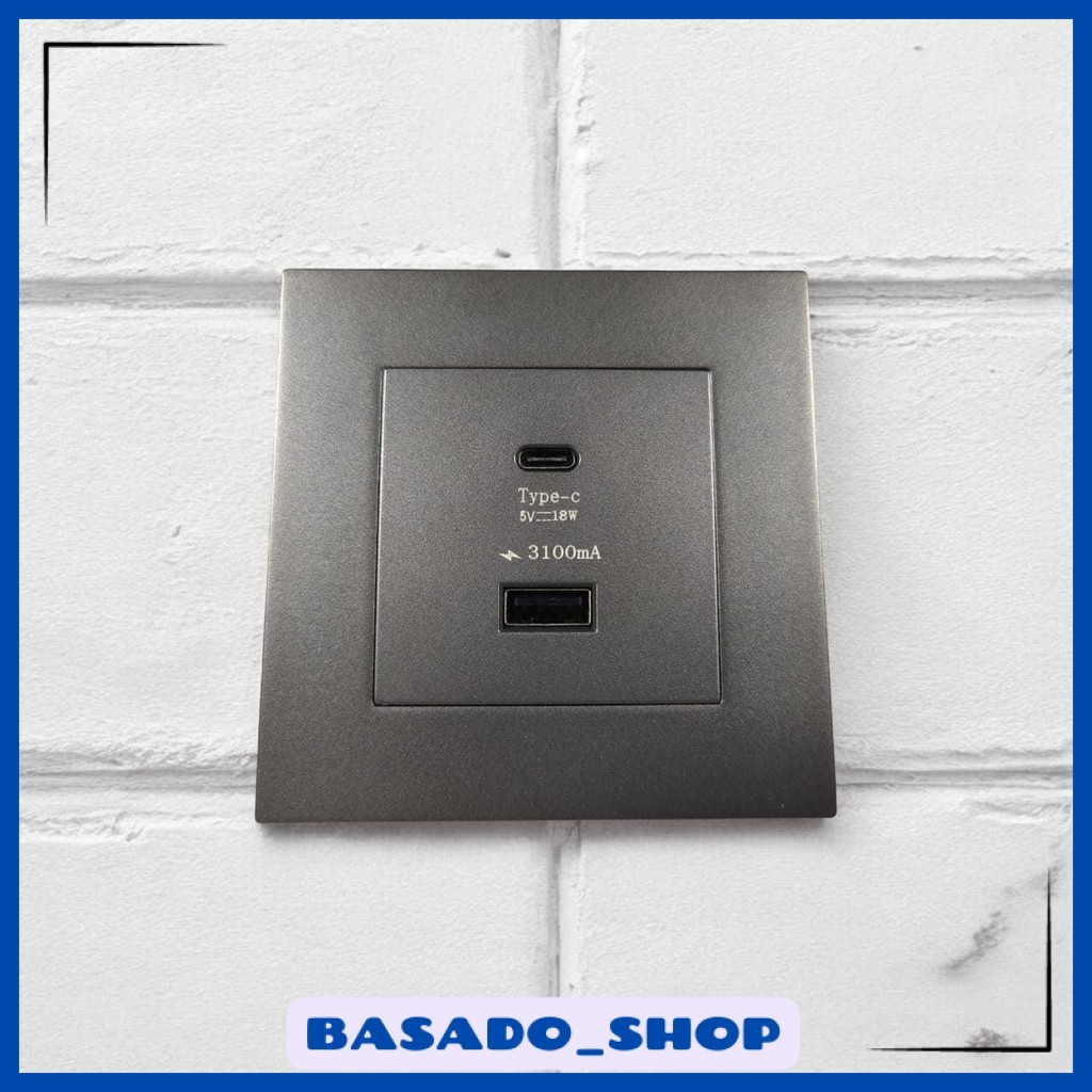 Stop Kontak Dinding USB Type C Multi Port Wall Socket 5V/3.1A - E86