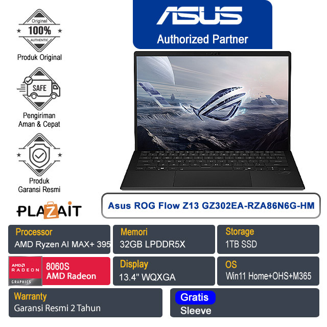 Asus ROG Flow Z13 GZ302EA-RZA86N6G-HM /AMD Ryzen AI MAX+ 395/32GB/1TB SSD/AMD Radeon 8060S/13.4″ WQX