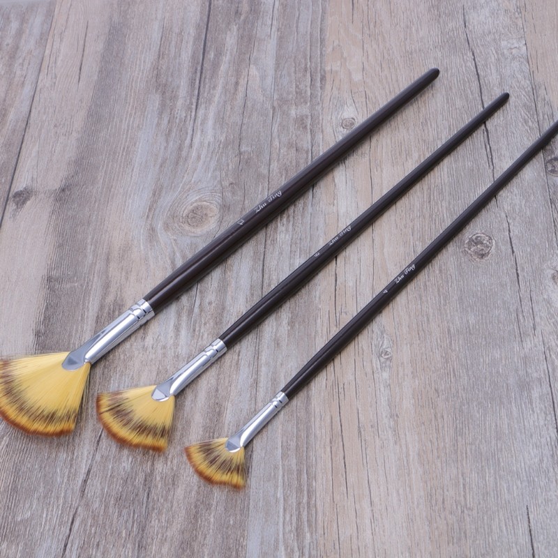 

Fan Brush Pen for Oil Acrylic Water Painting Artist Wooden Handle Brushes 3 Size School Art Supplies