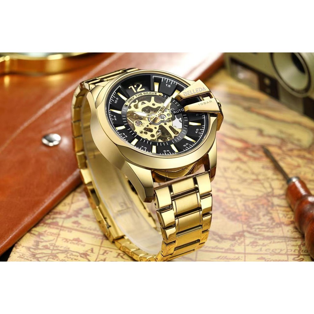 Big Sale  JAM TANGAN PRIA BELLEDA  9473 RANTAI JAM TANGAN AUTOMATIC TANPA BATRAI JAM TANGAN ANTI AIR