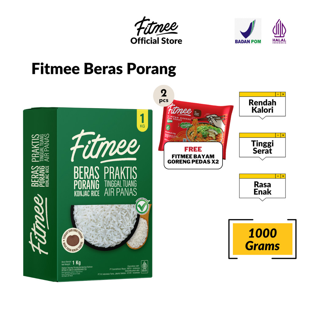 

Fitmee Beras Porang 1 kg FREE 2 Pcs Fitmee Mie Bayam Goreng Pedas 65 Gr