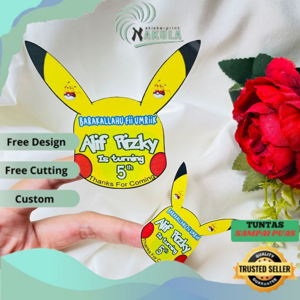 

NKL Sticker Karakter Ulang Tahun Taun Anak Stiker Label Hamper Ultah Birthday Bentuk Custom Uk.Besar