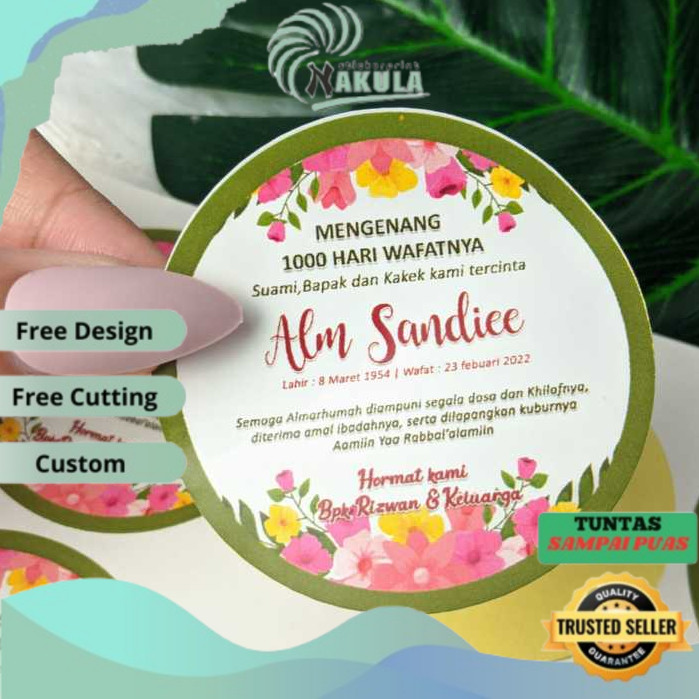 

NKL Print Cetak Sticker Mengenang Bulat Stiker Tahlil Wafat Chromo 7 40 100 1000 Hari Bandung