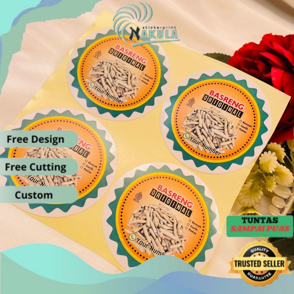 

NKL 5-8 Stiker Label Makanan Basreng Sticker Cemilan Pedas Bulat Free Desain Uk.Sedang Custom