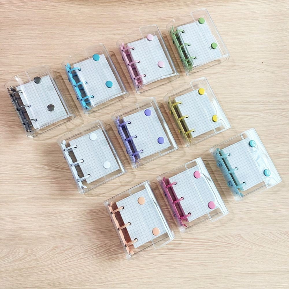 

Portable PVC A8 binder Transparent Multiple Colors Loose leaf notebook double-buckle 3-hole Mini binder Diary