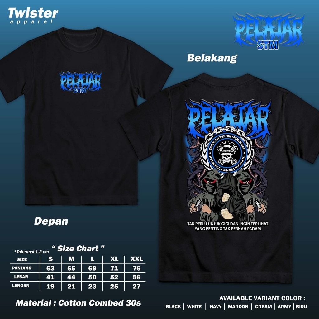 Kaos Pelajar STM - Baju Distro Komunitas Sekolah Teknik Menengah Viral Keren Terbaru Cotton