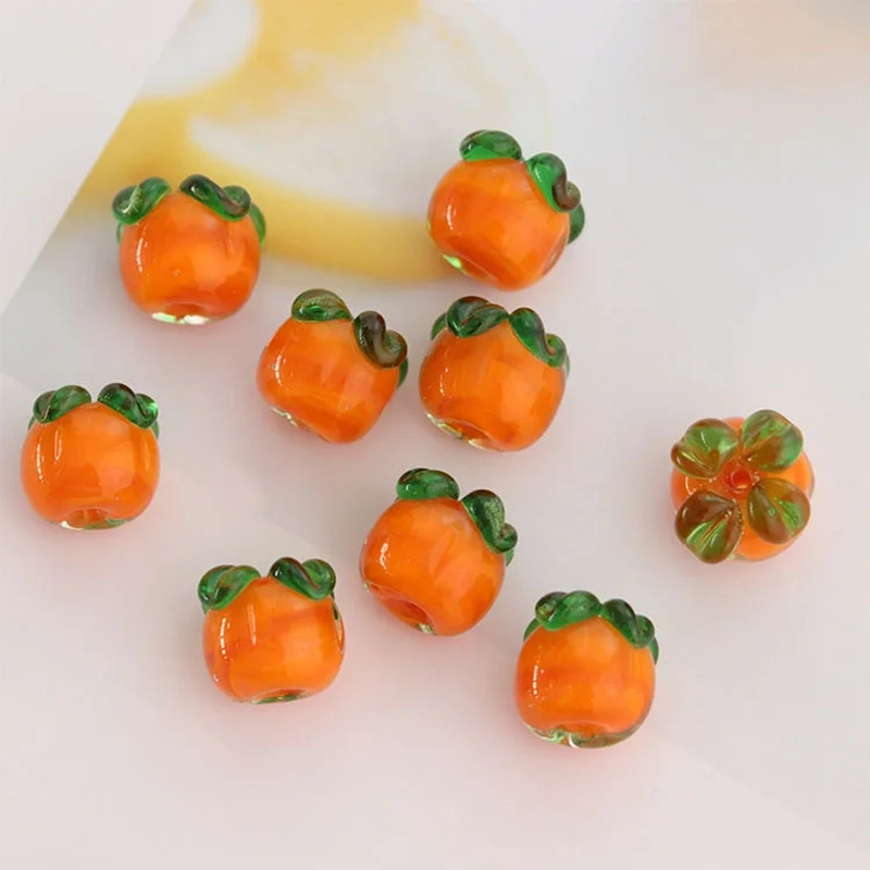 

10 PCS 11x13mm Orange Lampwork Glass Persimmon Beads Connector Charms DIY Handmade Earrings Accessories For Jewelry Making